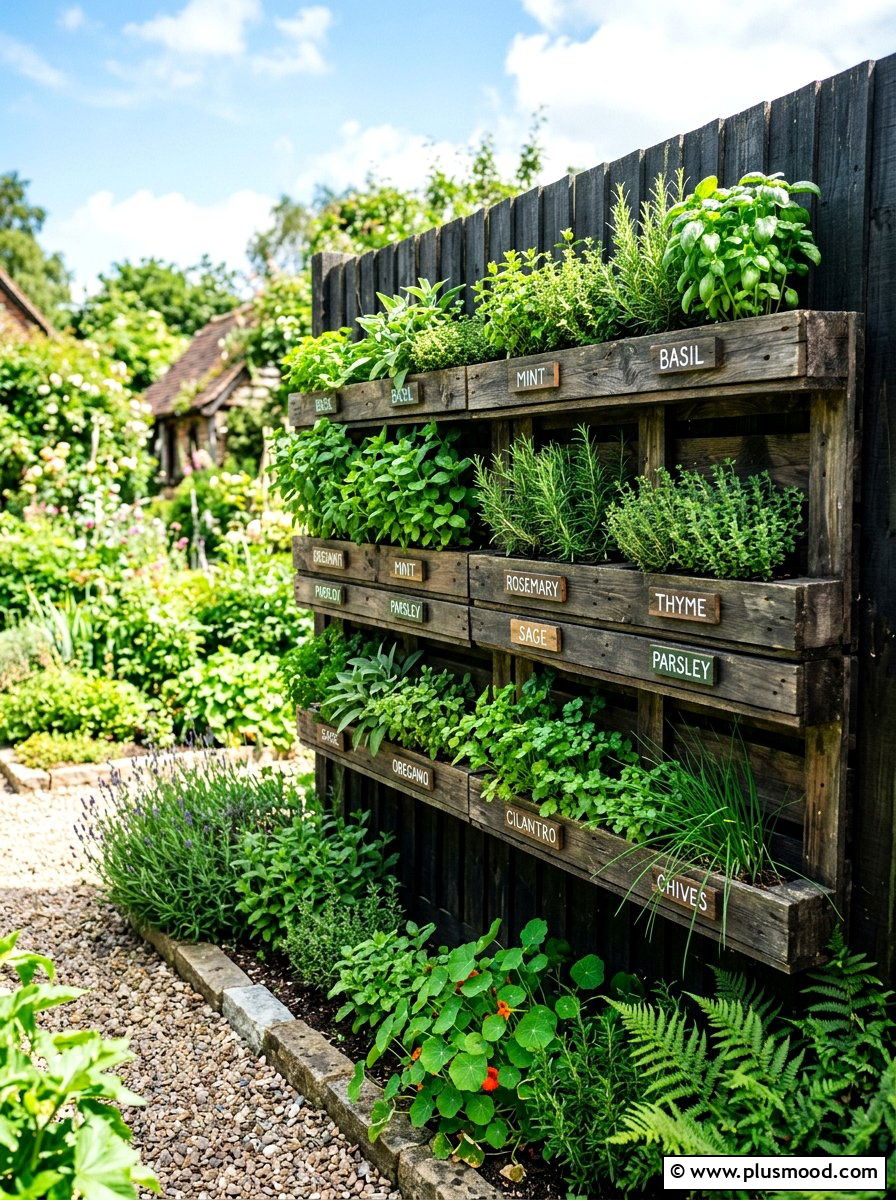 Vertical Herb Garden - 25 budget summer backyard makeover ideas