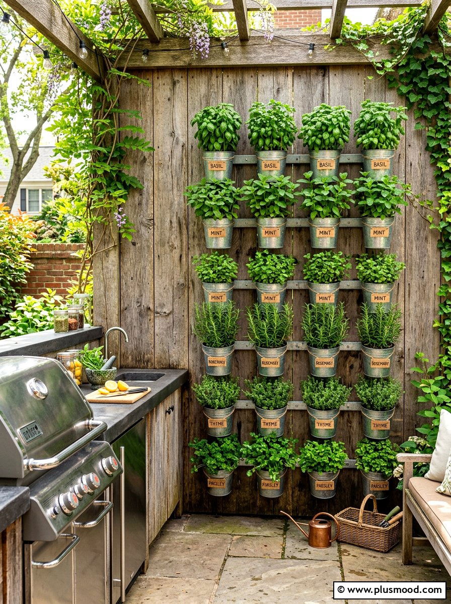 Vertical Herb Garden - 25 summer backyard farmhouse ideas