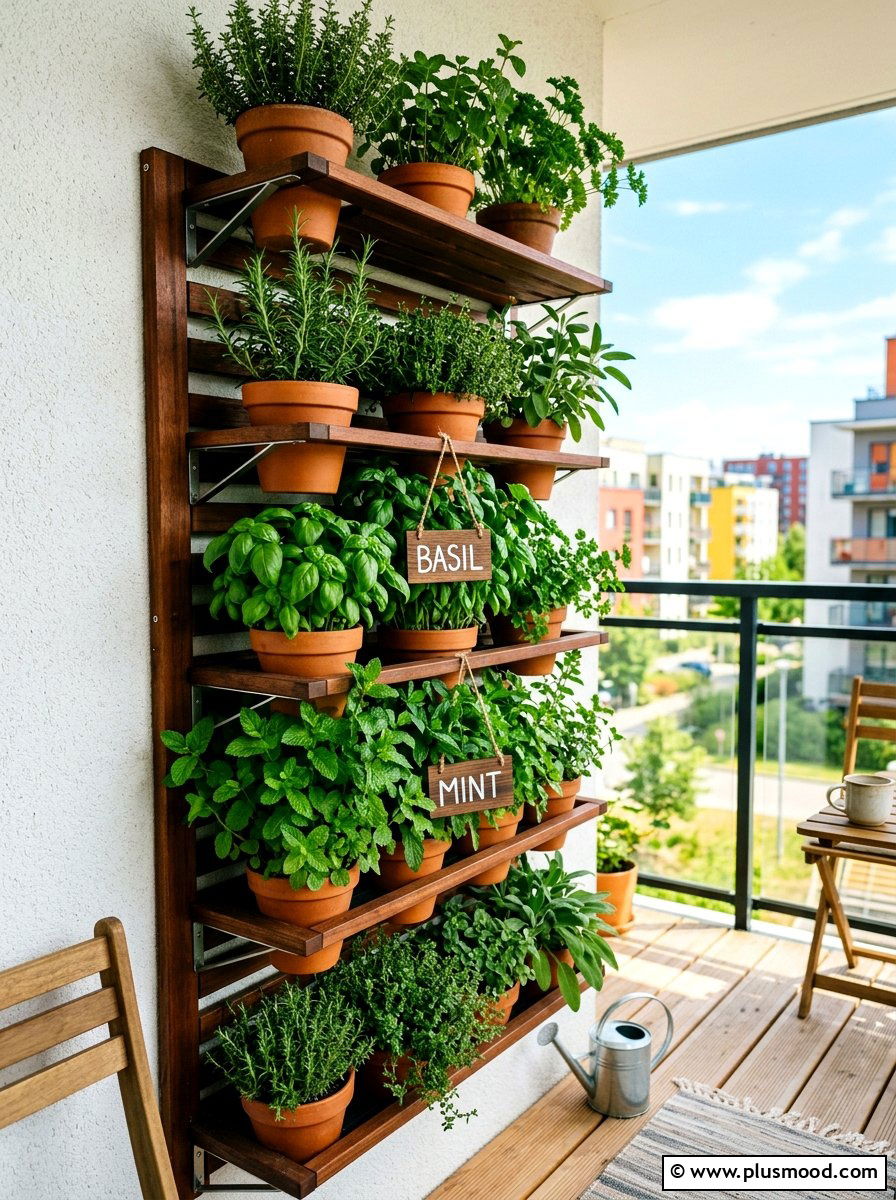 Vertical Herb Garden - 25 summer patio decor ideas for renters