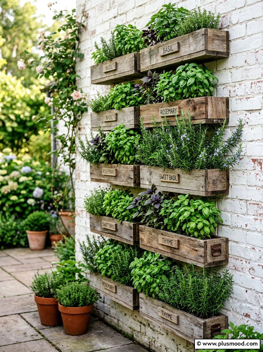 Vertical Herb Garden - 25 small backyard ideas farmhouse style
