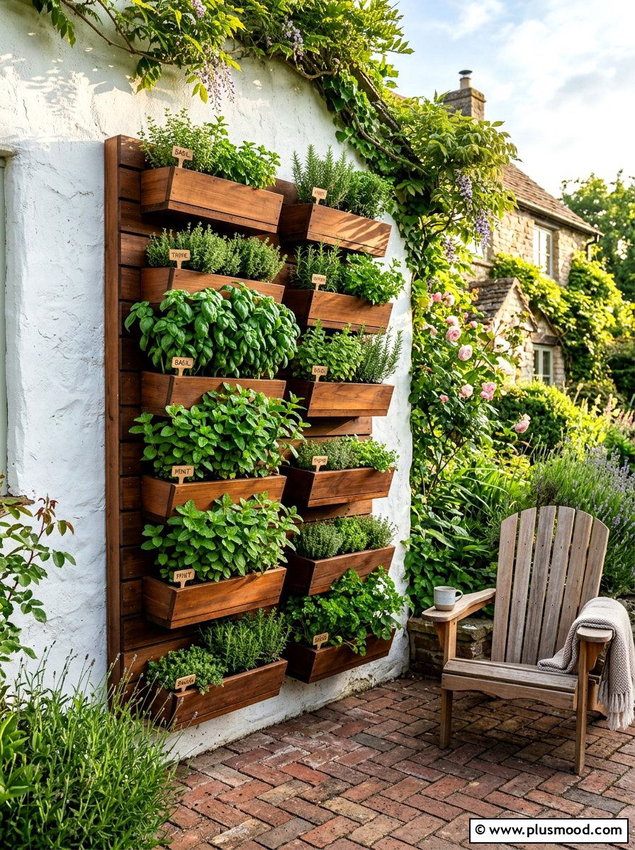 Vertical Herb Garden Wall - 25 summer compact outdoor living ideas