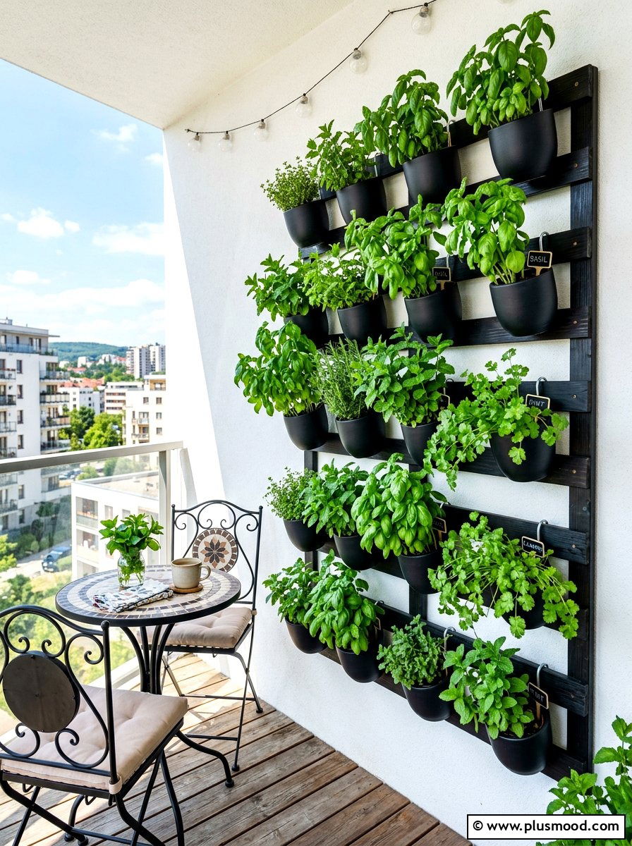 Vertical Herb Wall - 25 summer balcony herb garden ideas