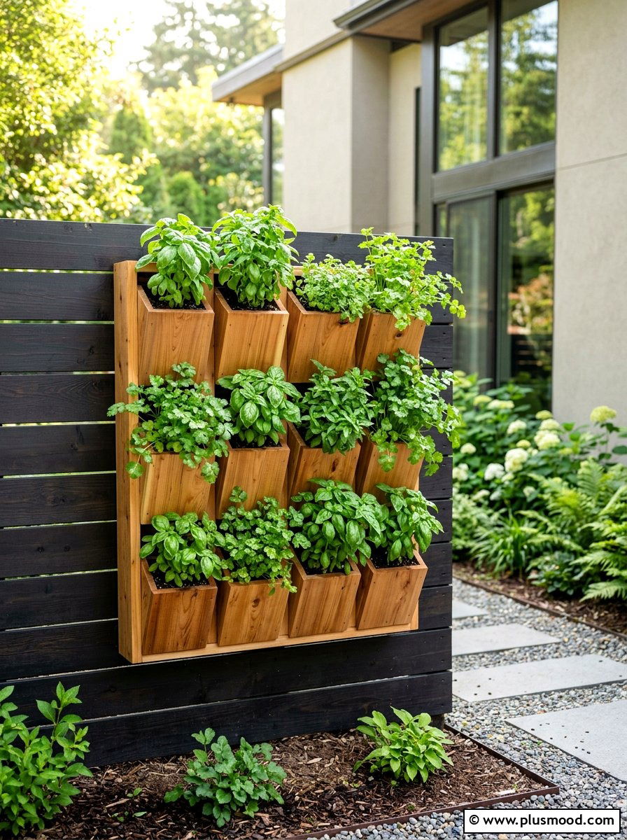 Vertical Herb Wall - 25 small backyard ideas with herb garden