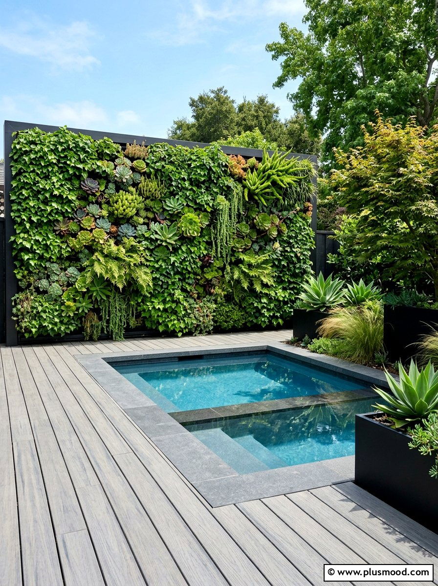Vertical Living Wall - 25 pool landscaping ideas with plants