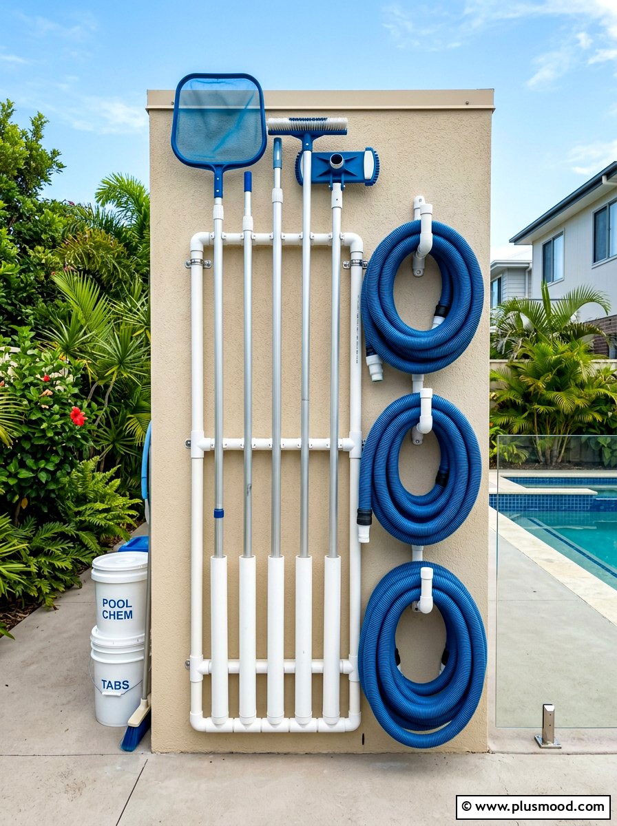 Vertical PVC Rack - 25 summer pool storage ideas