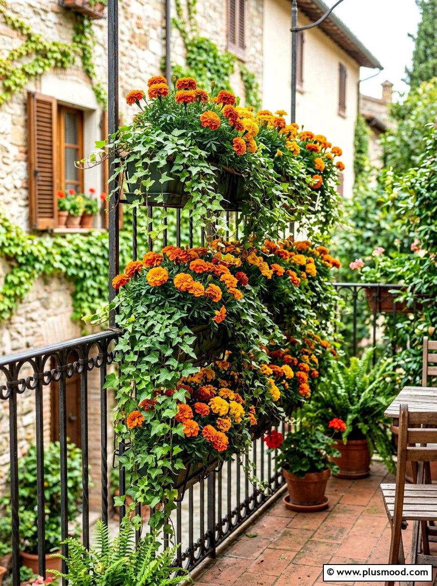 Vertical Railing Flower Wall - 25 summer porch rail planter ideas
