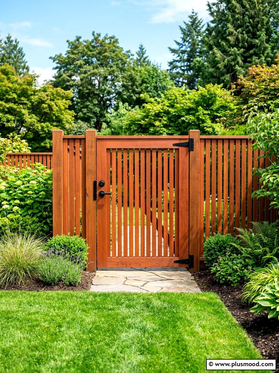 Vertical Slat Cedar Gate - 25 summer garden gate front yard ideas