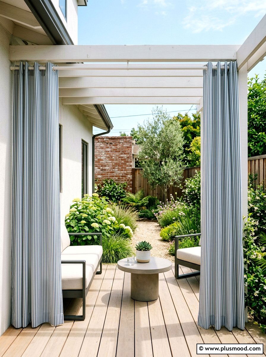 Vertical Striped Curtains For Low Ceiling - 25 small backyard ideas with outdoor curtains
