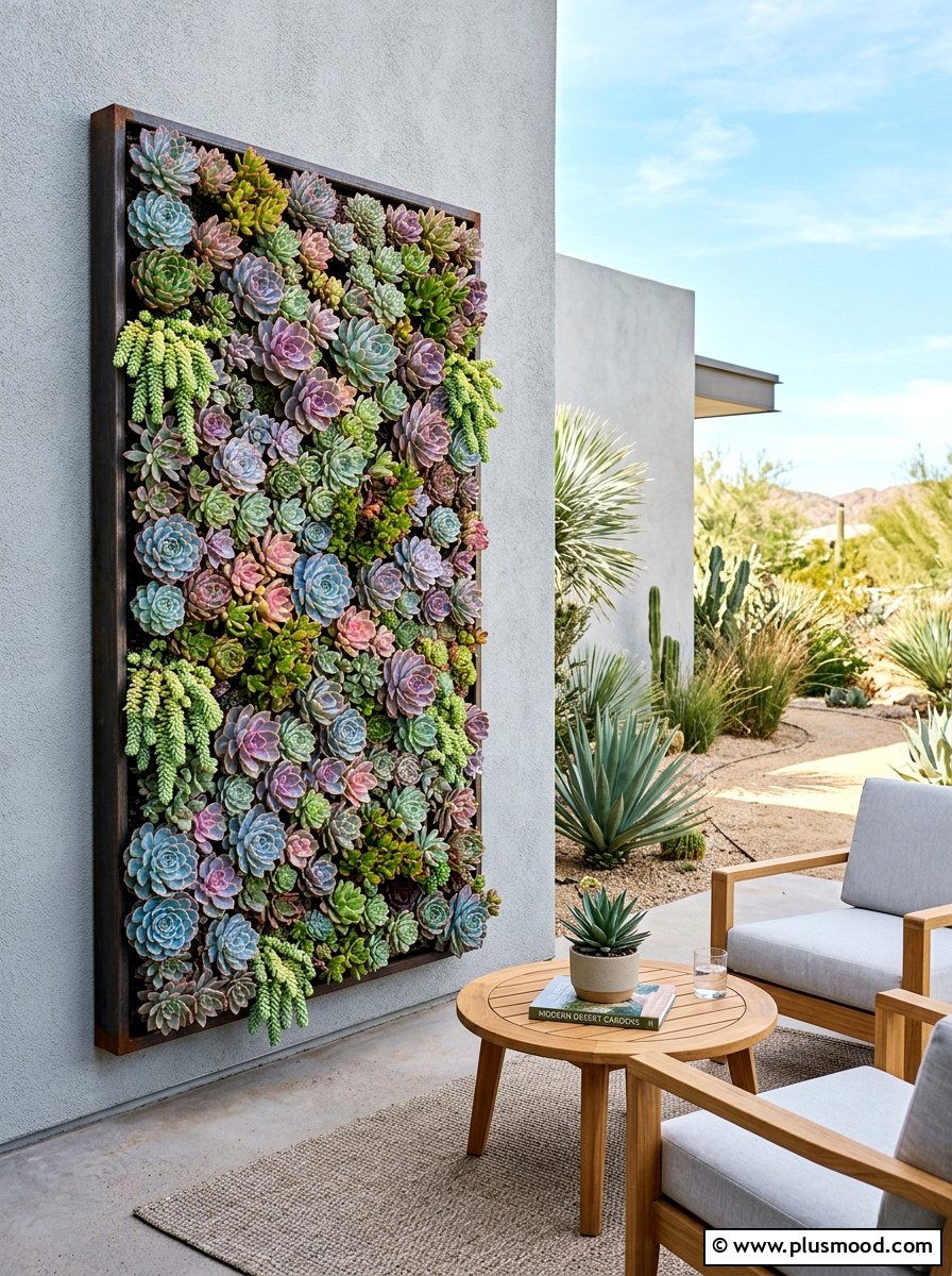 Vertical Succulent Wall - 25 Small Backyard Ideas