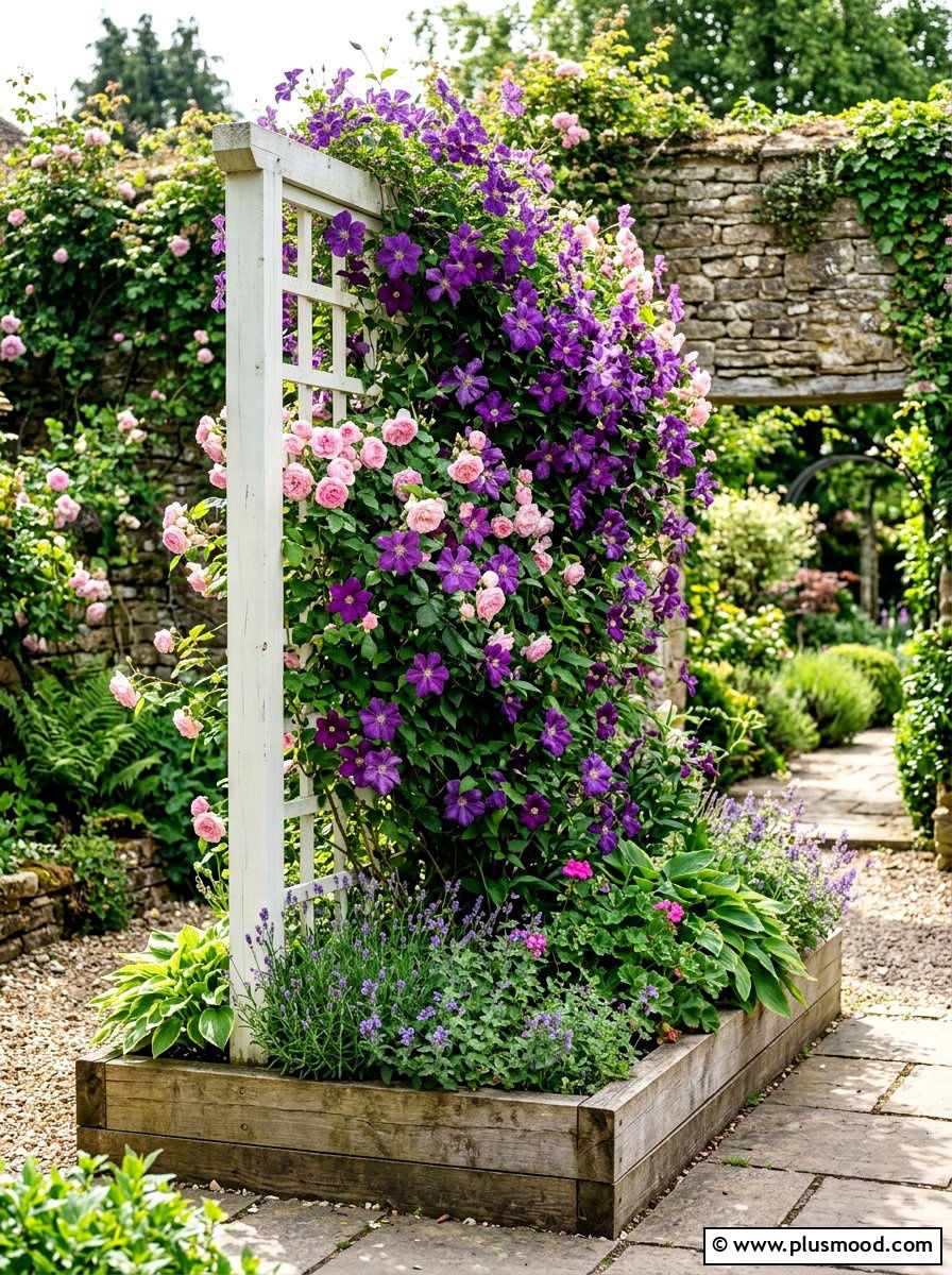 Vertical Trellis Bed - 25 summer backyard flower bed ideas