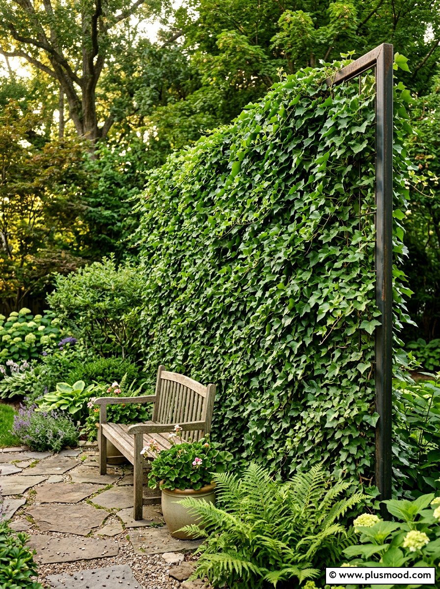 Vertical Vine Privacy Screen - 25 small backyard ideas with vertical garden