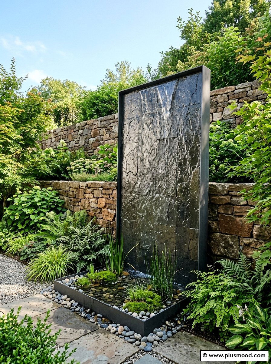 Vertical Water Wall - 25 outdoor garden decor ideas with water features