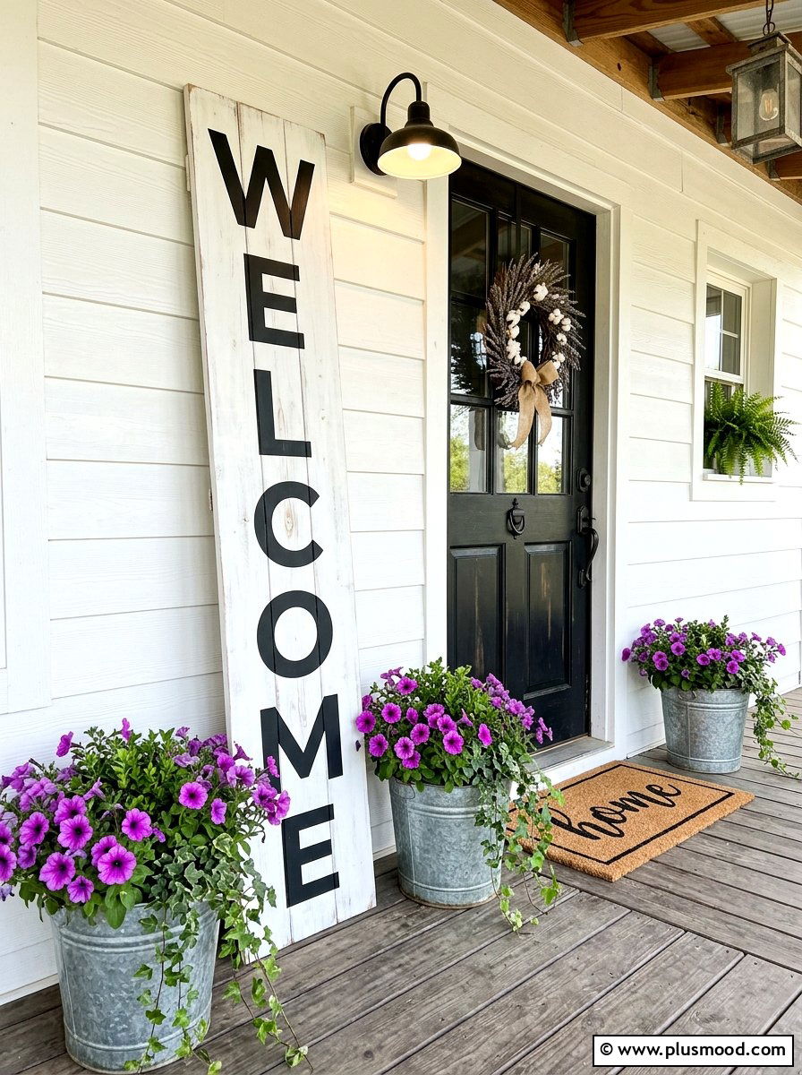 Vertical Welcome Sign - 25 summer front porch sign ideas