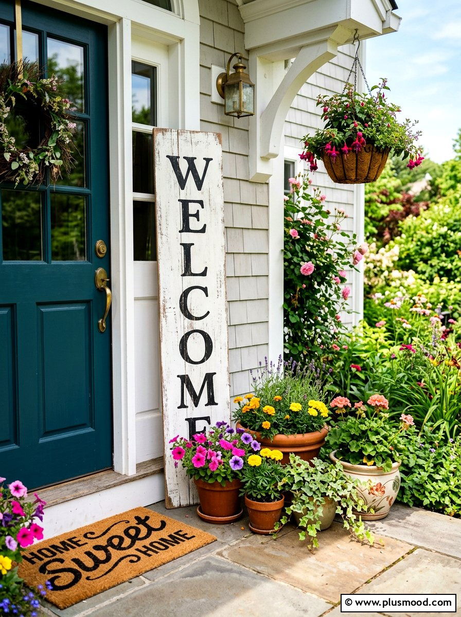 Vertical Welcome Sign - 25 late summer porch decor ideas