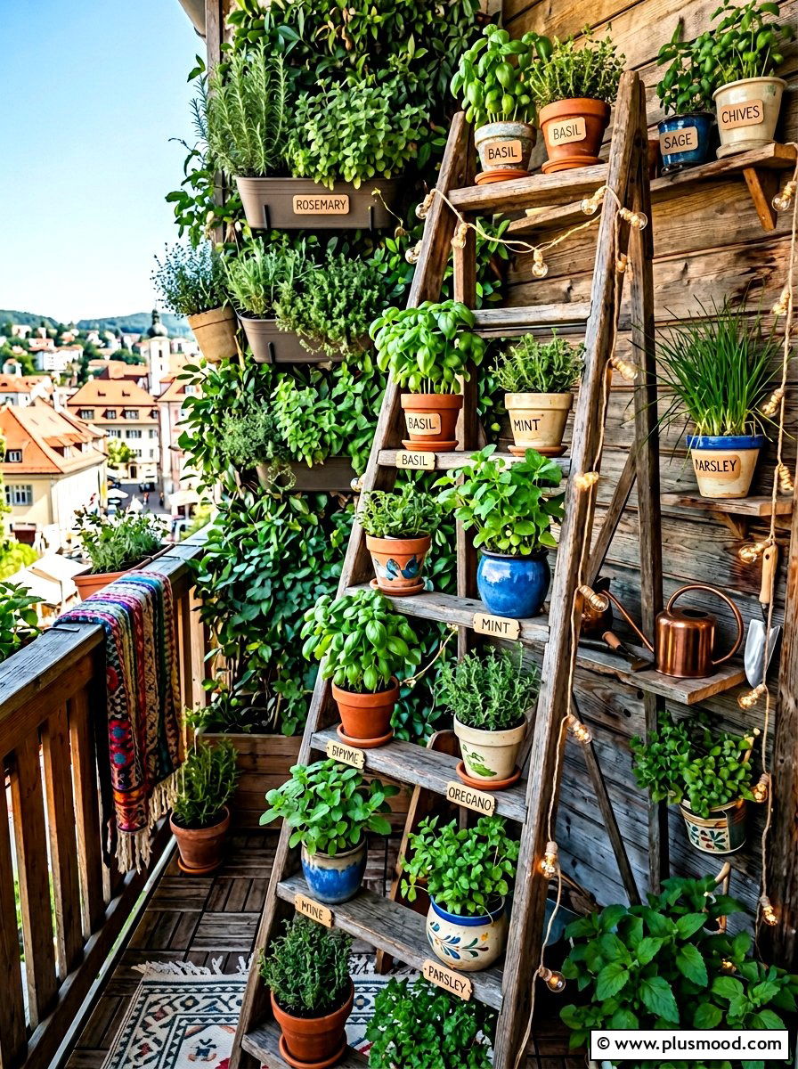 Vertical balcony herb garden - 25 summer boho balcony ideas