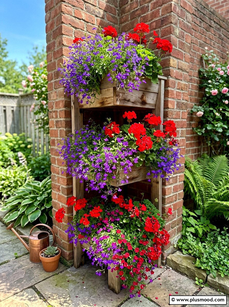 Vertical corner planter - 25 summer corner flower bed ideas