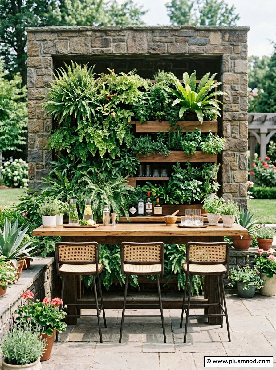Vertical garden bar - 25 small backyard ideas with outdoor bar