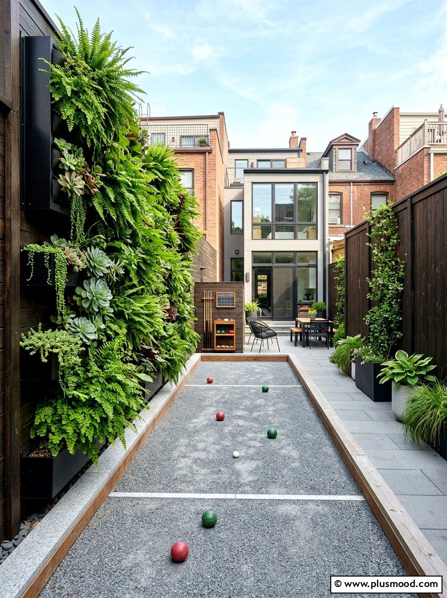 Vertical garden bocce court - 25 small backyard ideas with bocce court