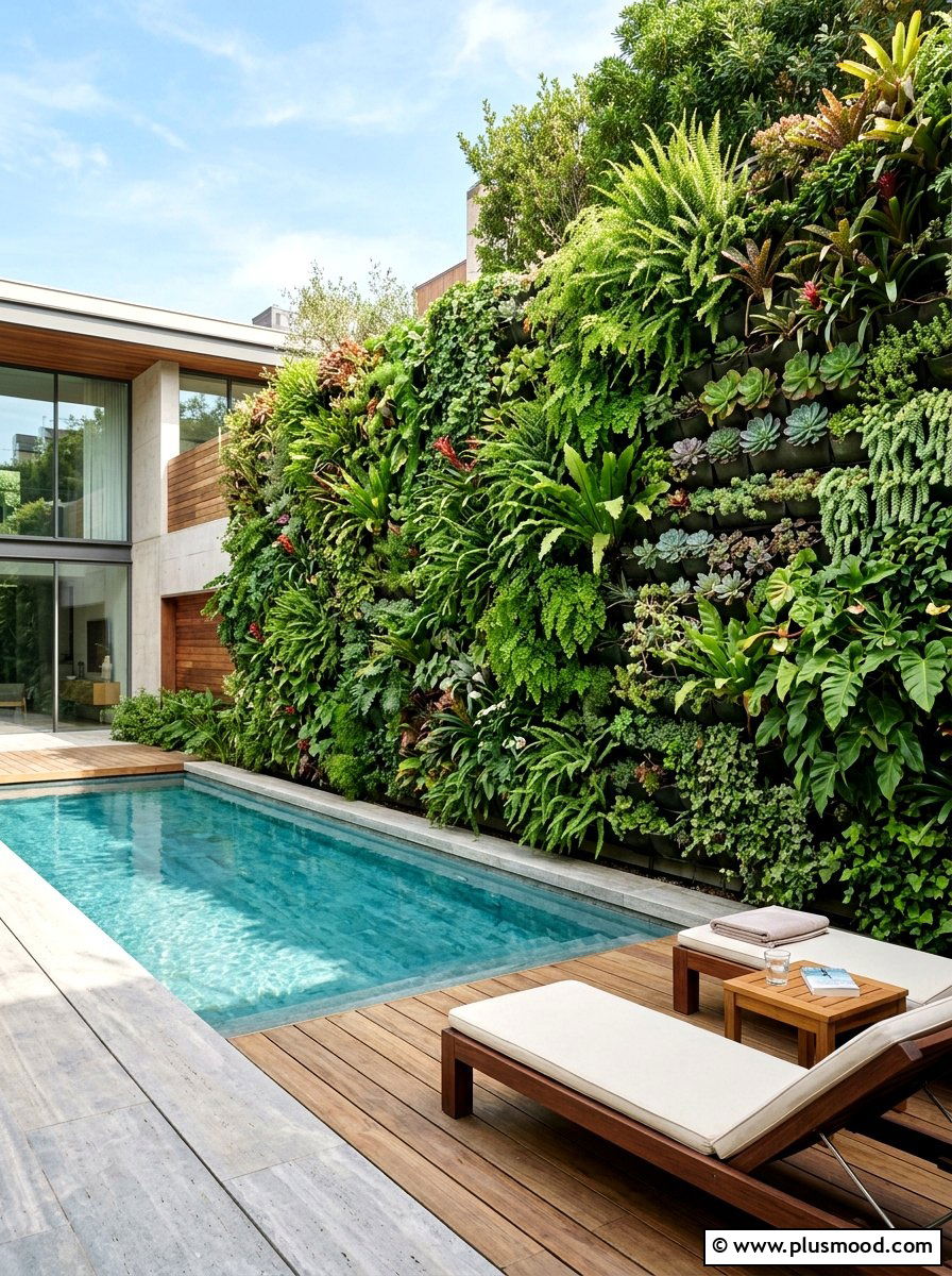 Vertical garden pool wall - 25 pool landscaping ideas for above ground pools