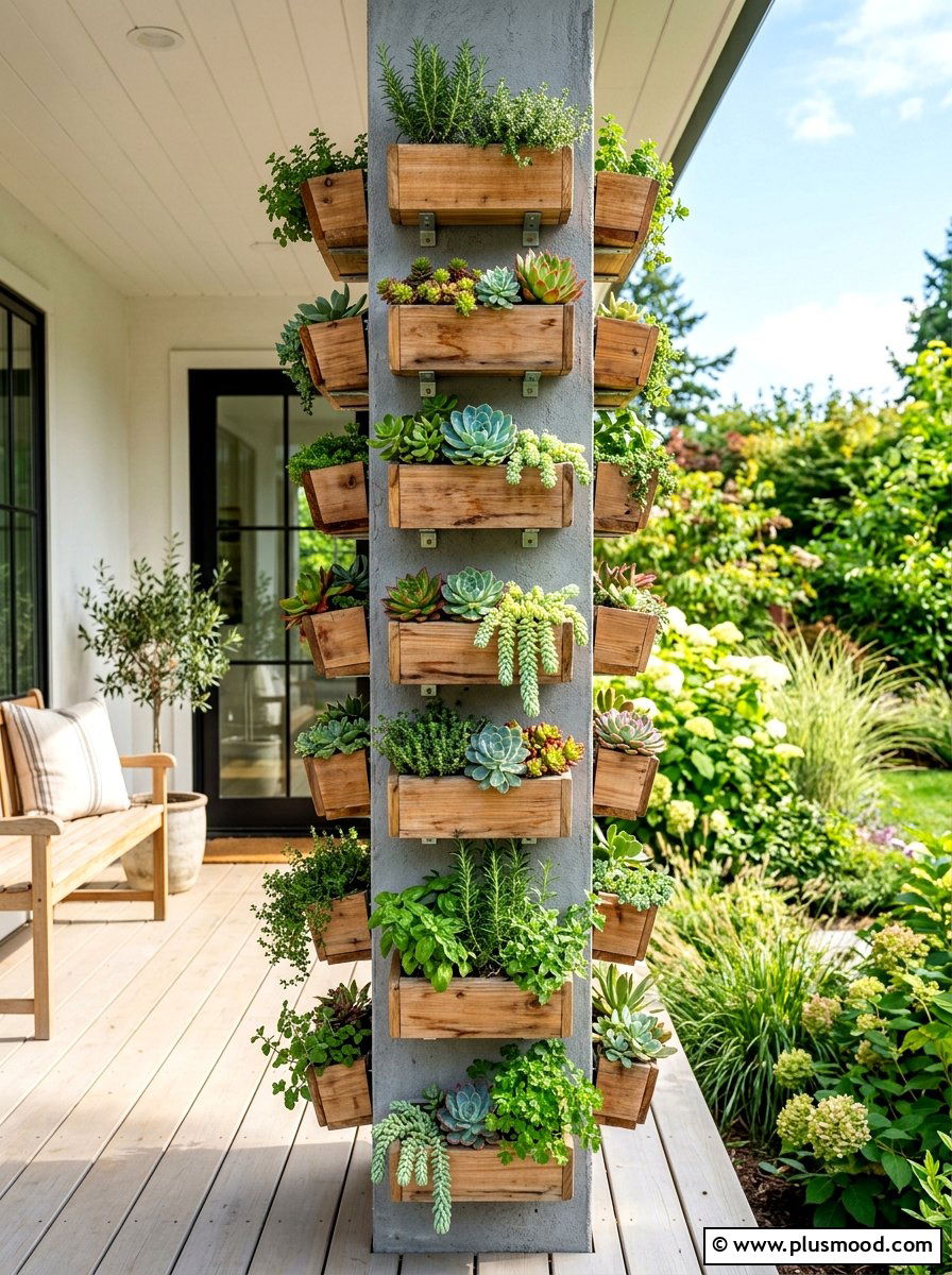 Vertical garden porch column - 25 summer porch column decor ideas