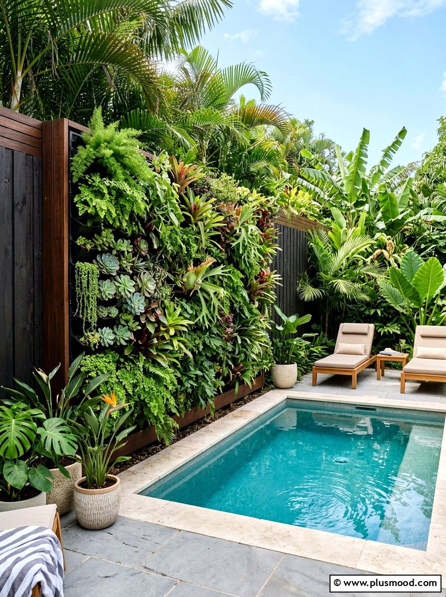 Vertical garden privacy wall - 25 pool landscaping ideas for small spaces