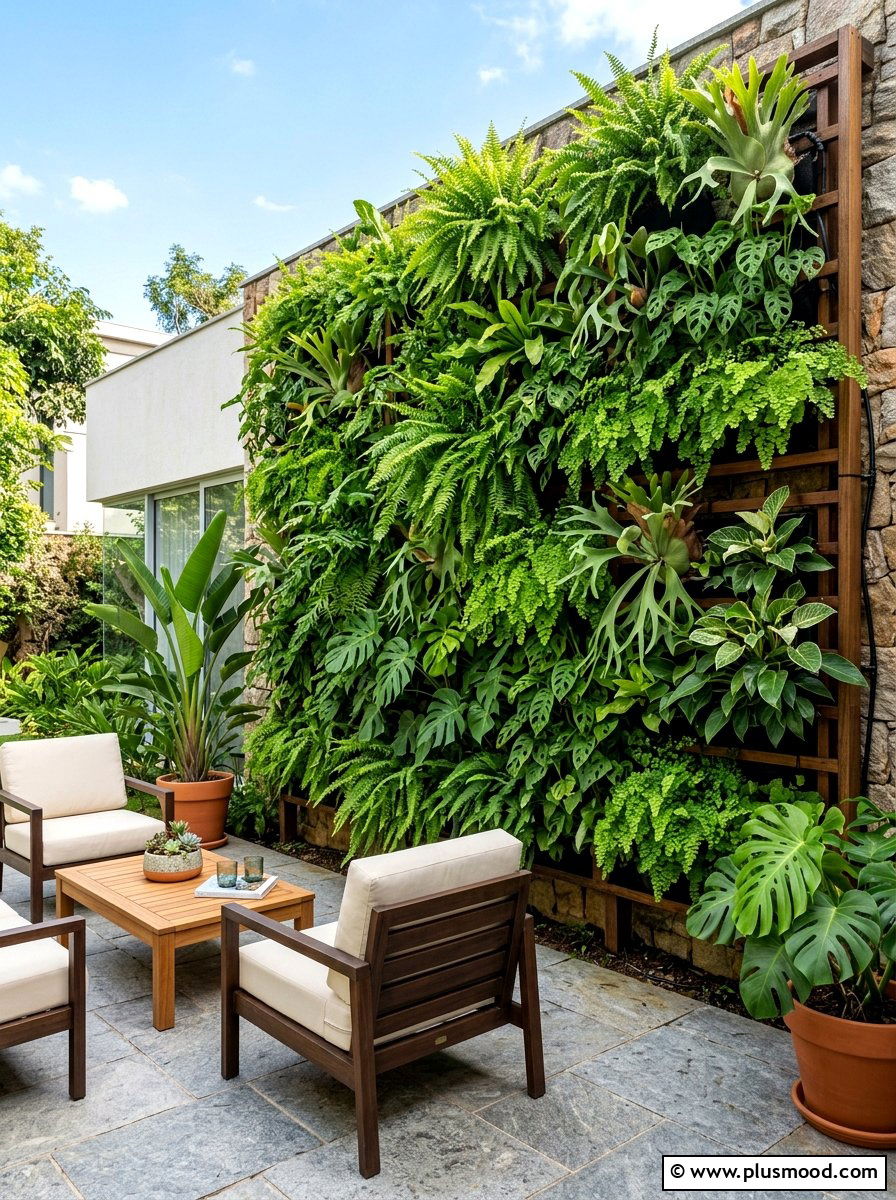 Vertical garden wall - 25 summer backyard tropical ideas