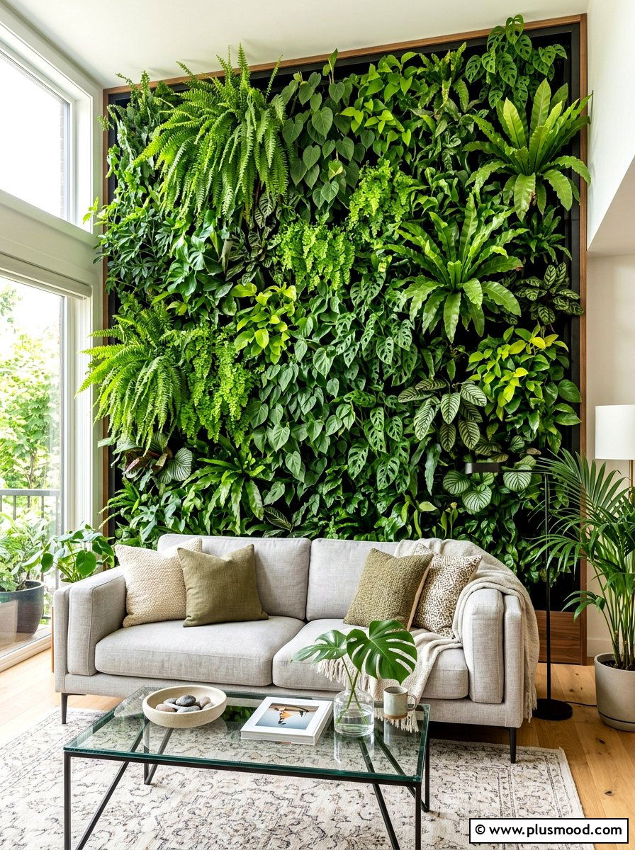 Vertical garden wall - 25 summer greenery decor ideas for living room