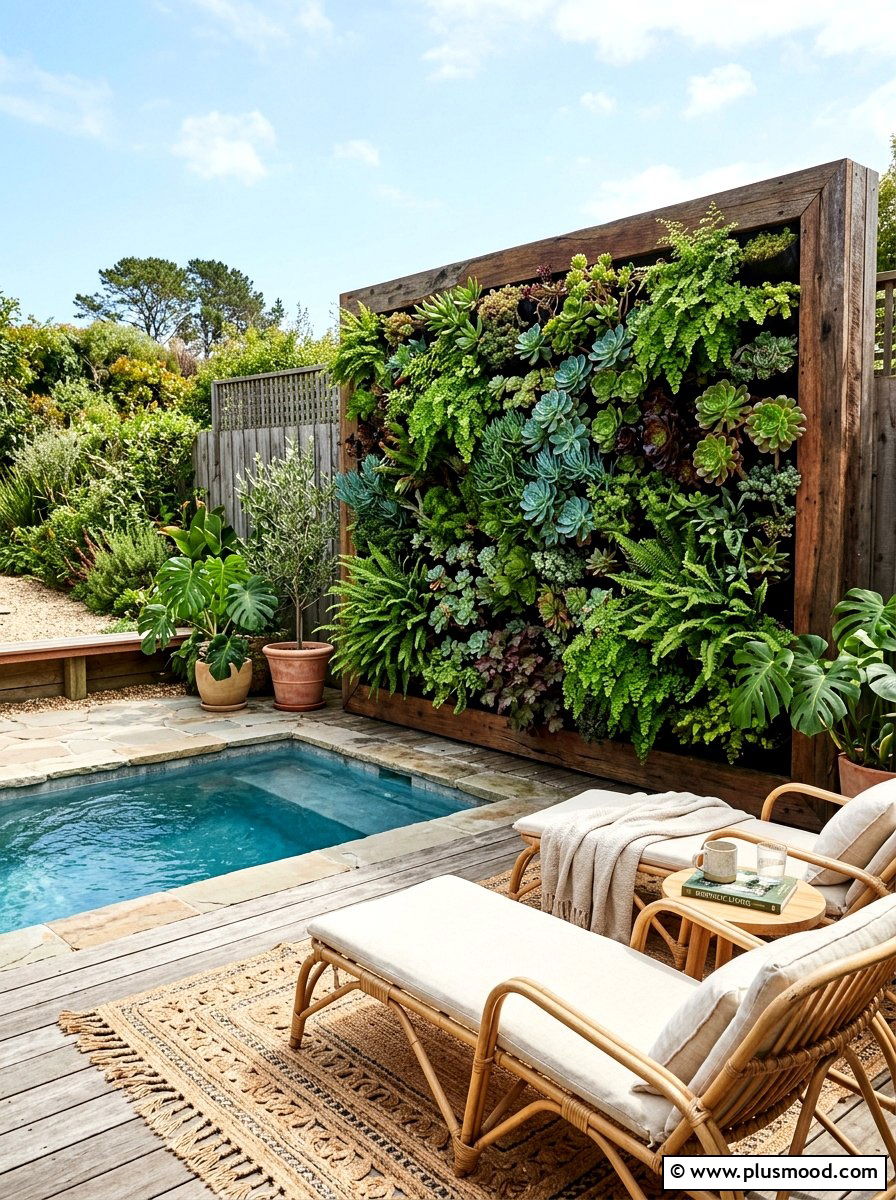 Vertical garden wall - 25 pool landscaping ideas for privacy screen