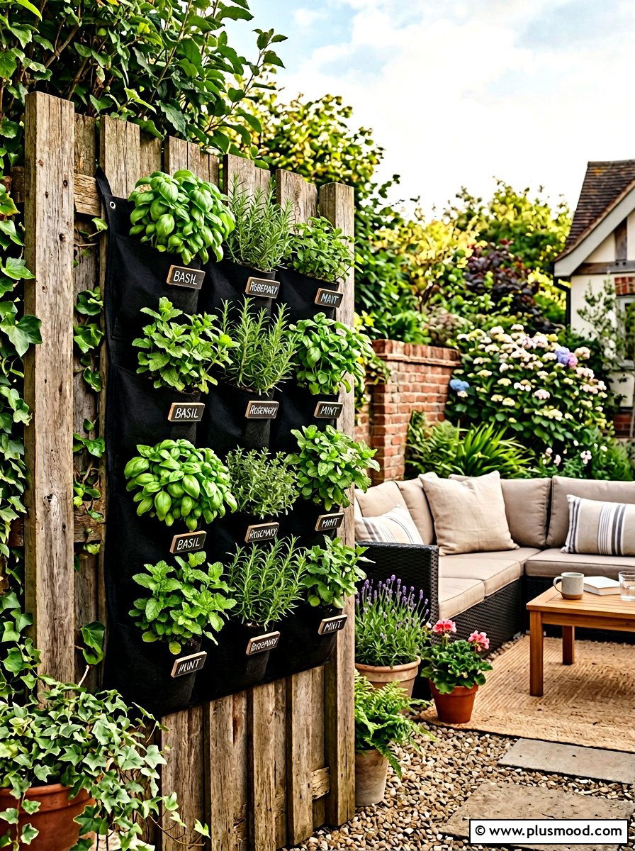 Vertical herb garden - 25 small backyard ideas with container garden