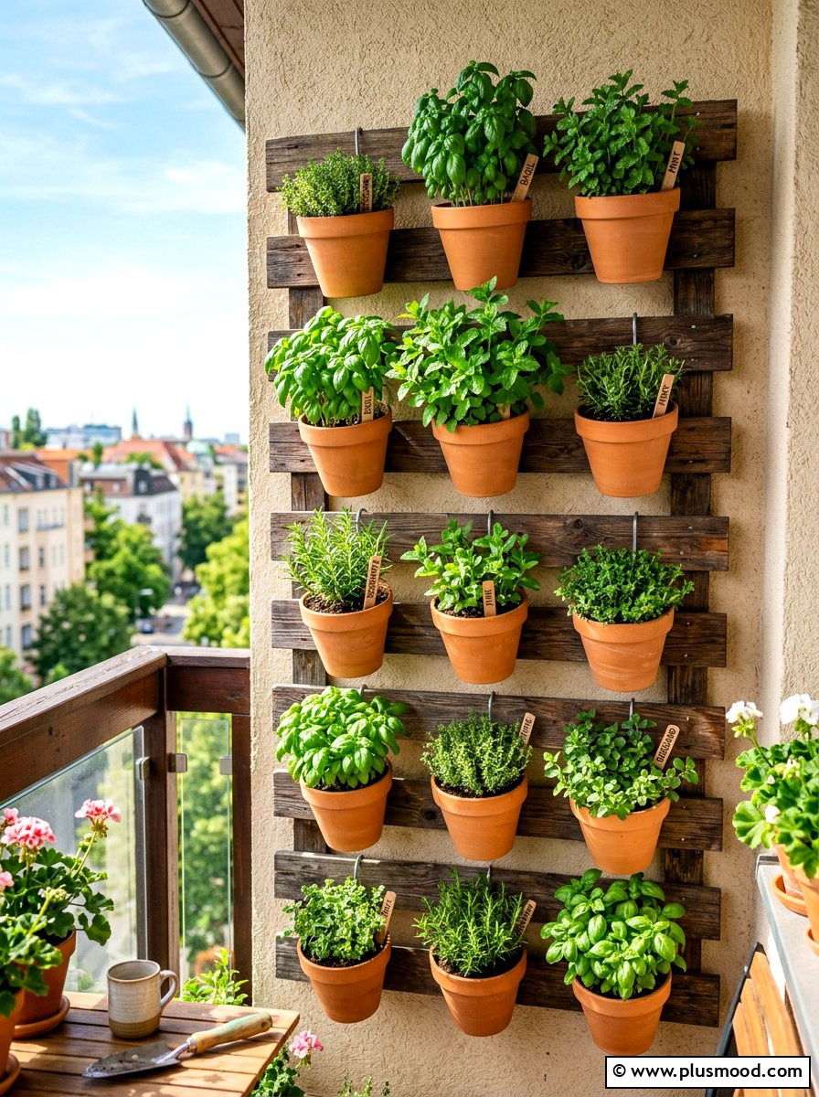 Vertical herb garden - 25 summer balcony ideas on a budget