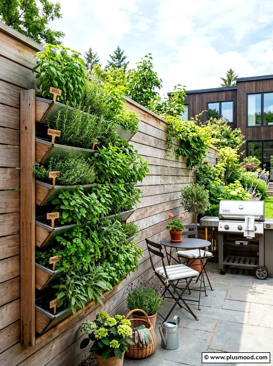 Vertical herb garden wall - 25 late summer patio ideas