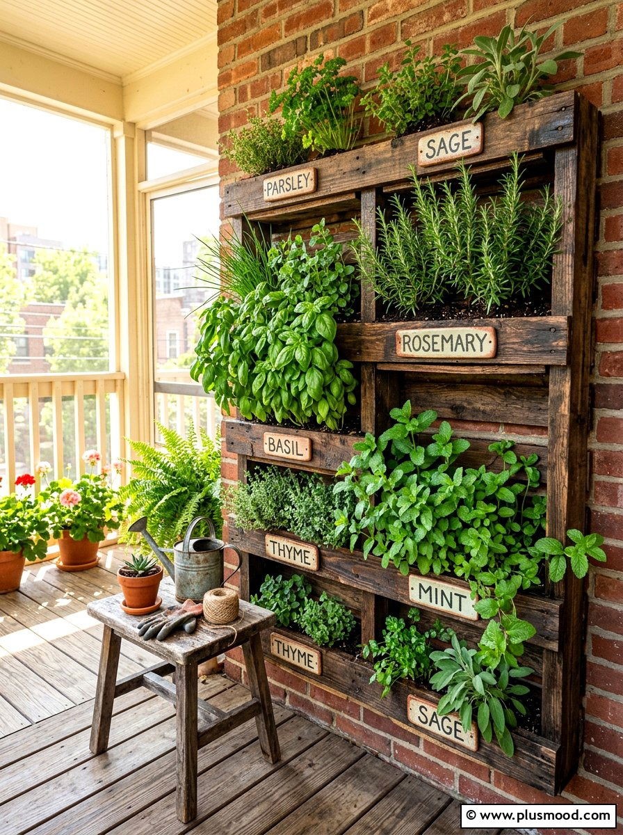 Vertical herb garden wall - 25 simple summer front porch ideas