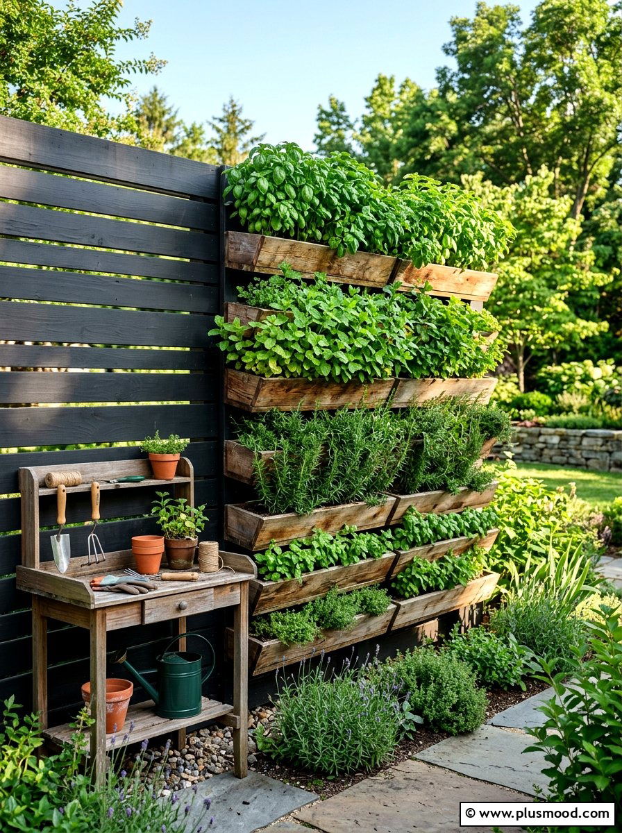 Vertical herb garden wall - 25 cozy summer backyard ideas