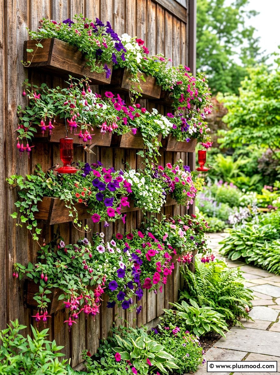 Vertical hummingbird wall garden - 25 summer hummingbird garden ideas