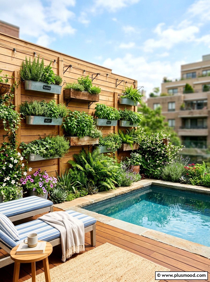 Vertical pool garden - 25 pool landscaping ideas on a budget