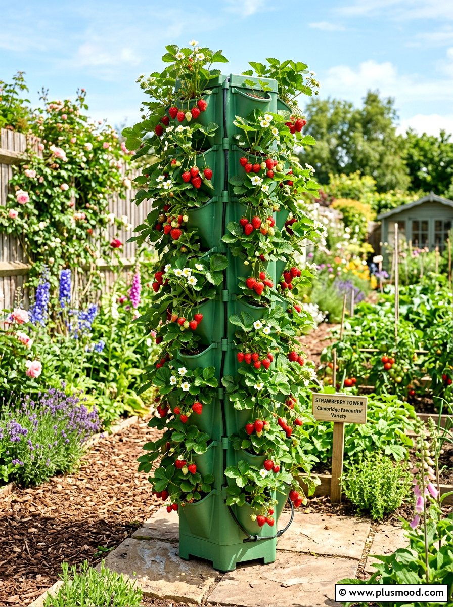 Vertical strawberry tower planting system - 25 summer backyard planter ideas