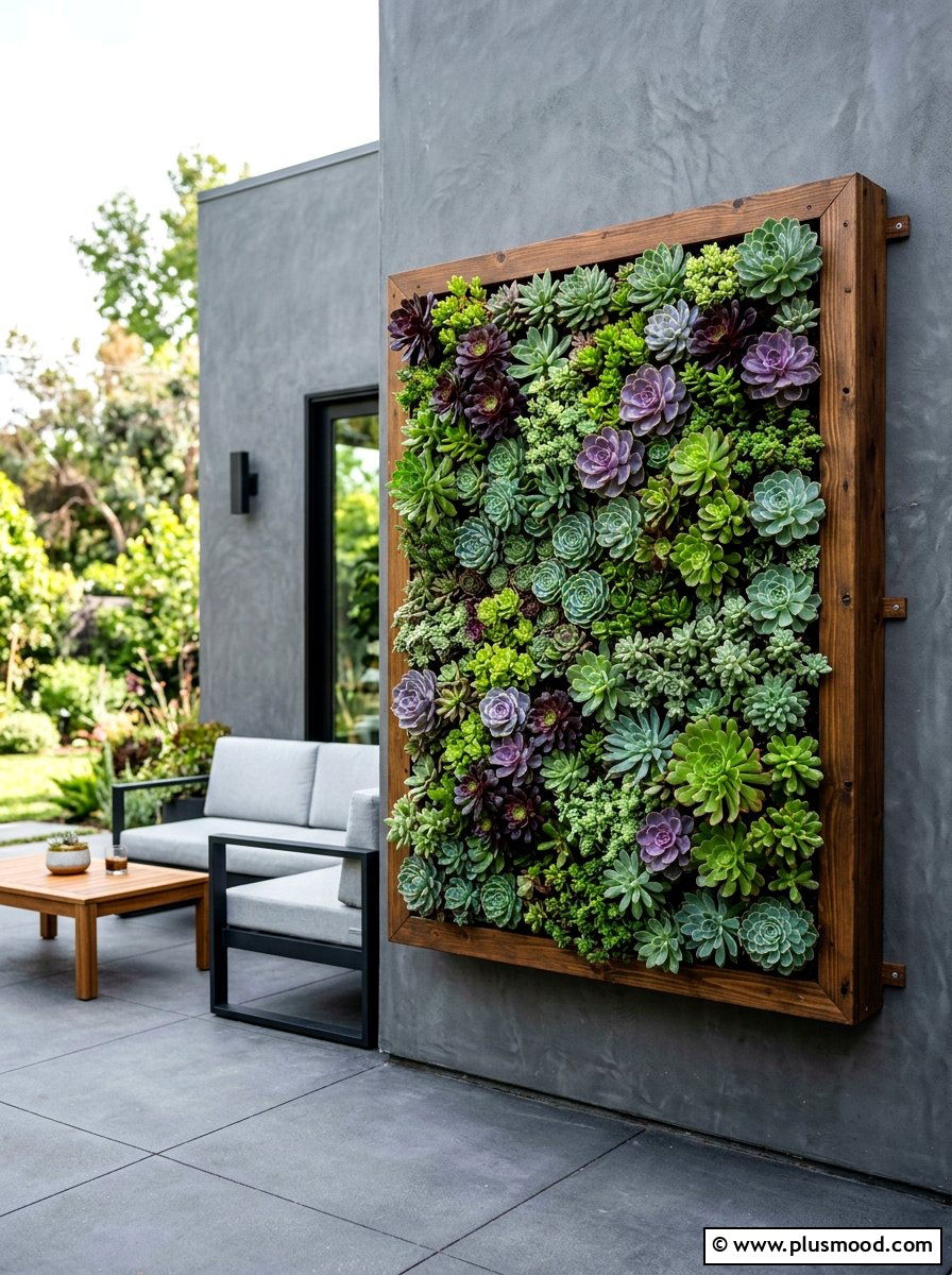 Vertical succulent wall - 25 summer landscape design ideas