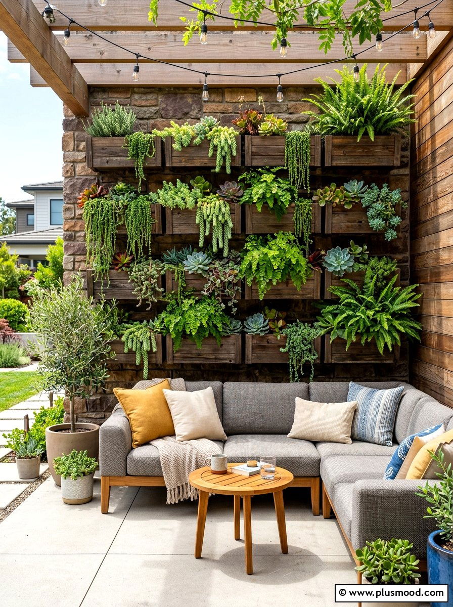 Vertical wall garden display - 25 late summer patio decor ideas