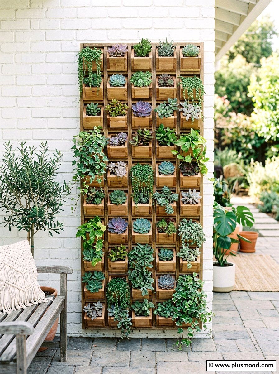 Vertical wall planter - 25 small backyard ideas with raised garden