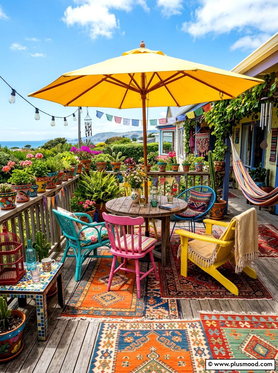 Vibrant Eclectic Sun Deck - 25 summer patio styling ideas