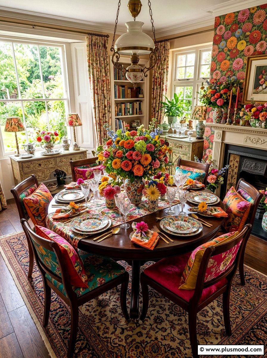 Vibrant Floral Dining Decor - 25 summer tablescape ideas for dining room