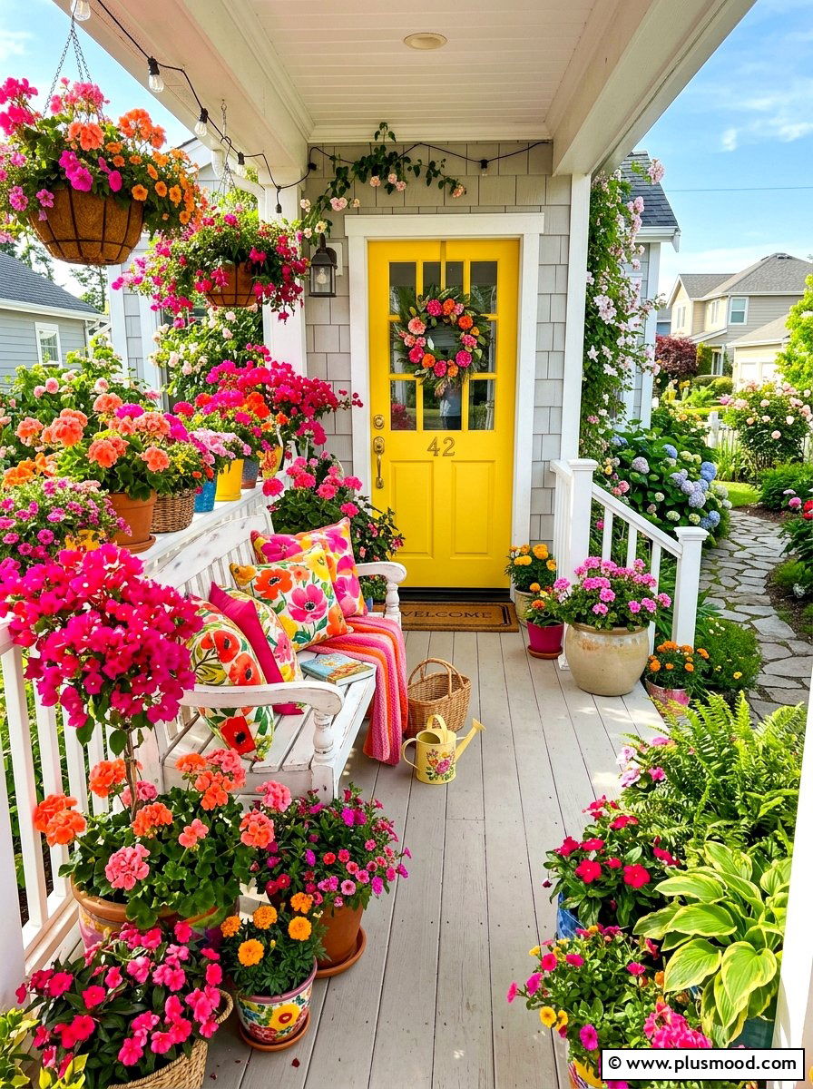 Vibrant floral porch