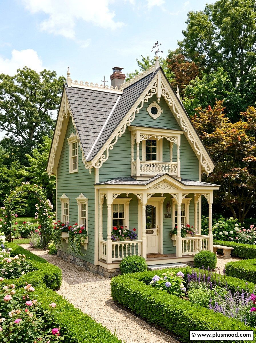 Victorian style playhouse for traditional yard - 25 small backyard ideas with playhouse