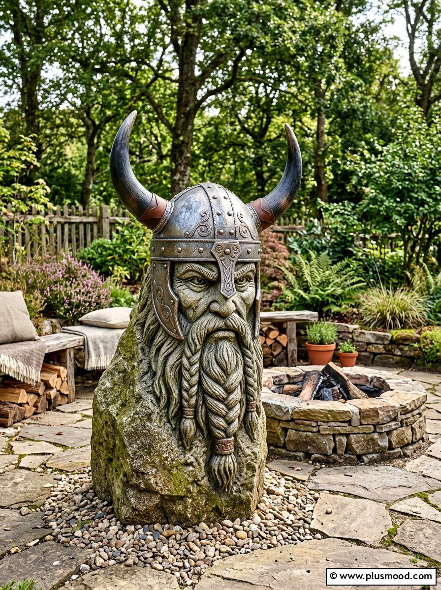 Viking Face Rock - 25 painted rock ideas with faces