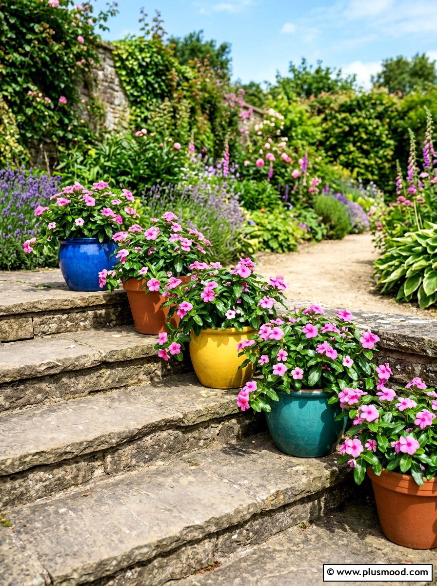 Vinca Periwinkle Garden Planter - 25 summer container flower ideas