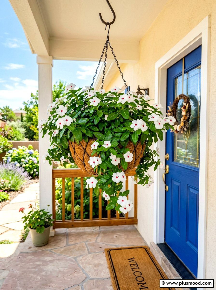 Vinca hanging basket - 25 summer hanging basket ideas for front porch
