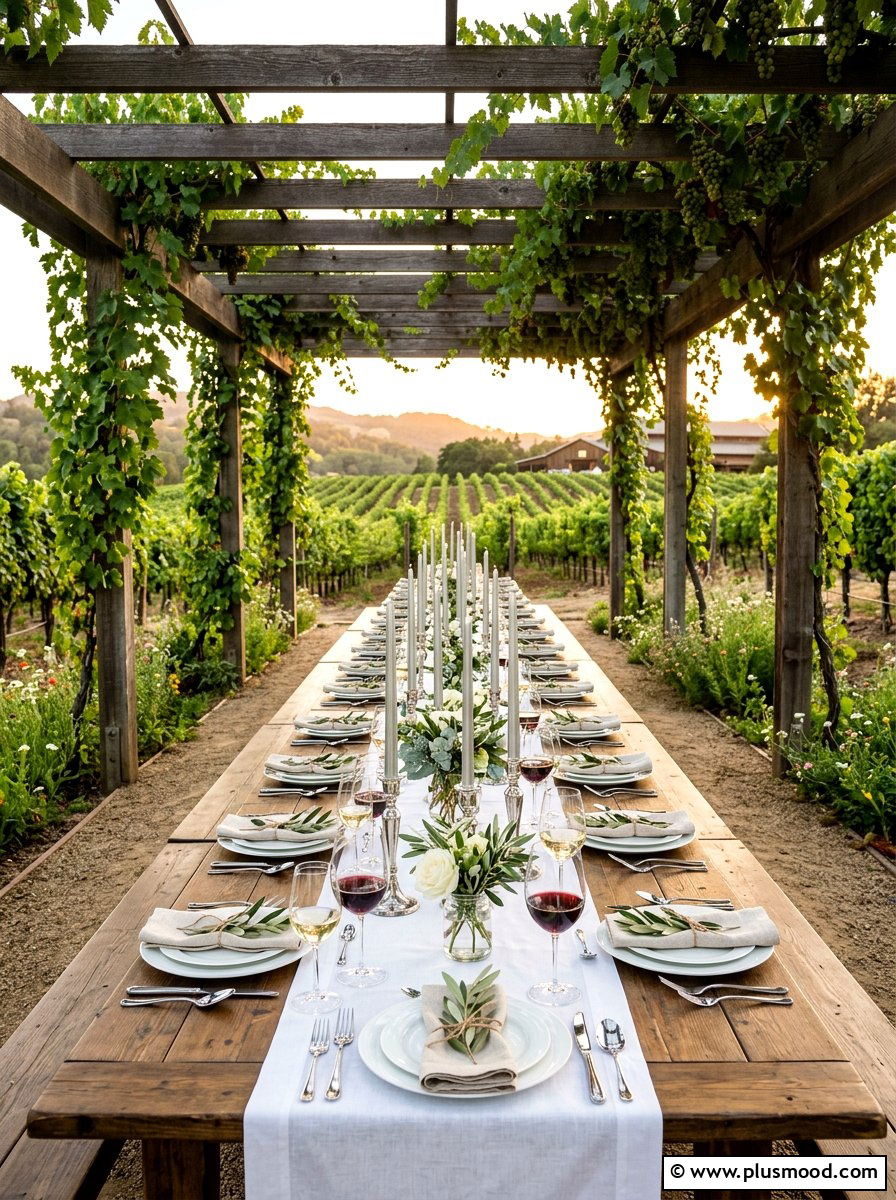 Vineyard Style Table - 25 summer dinner party ideas outdoors