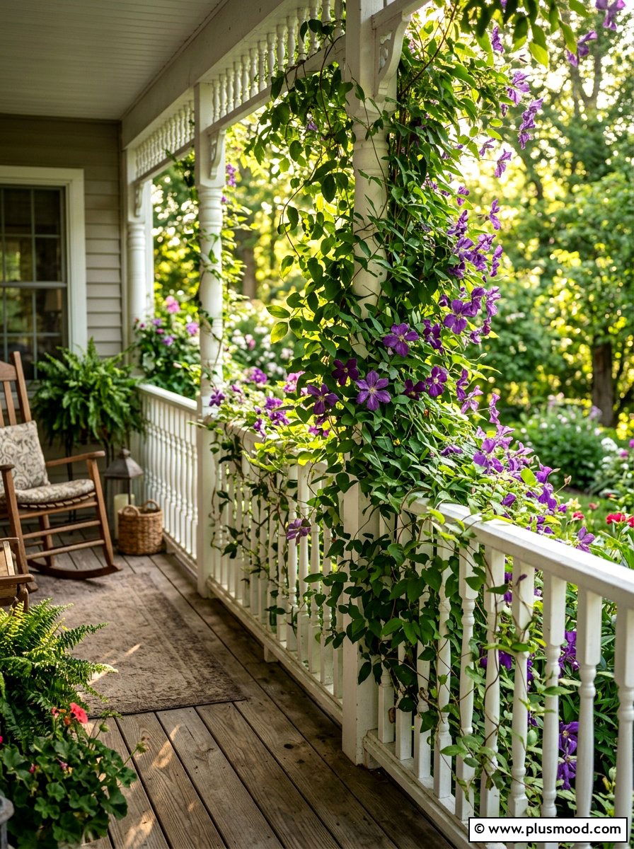 Vining plant railing - 25 summer porch rail decor ideas