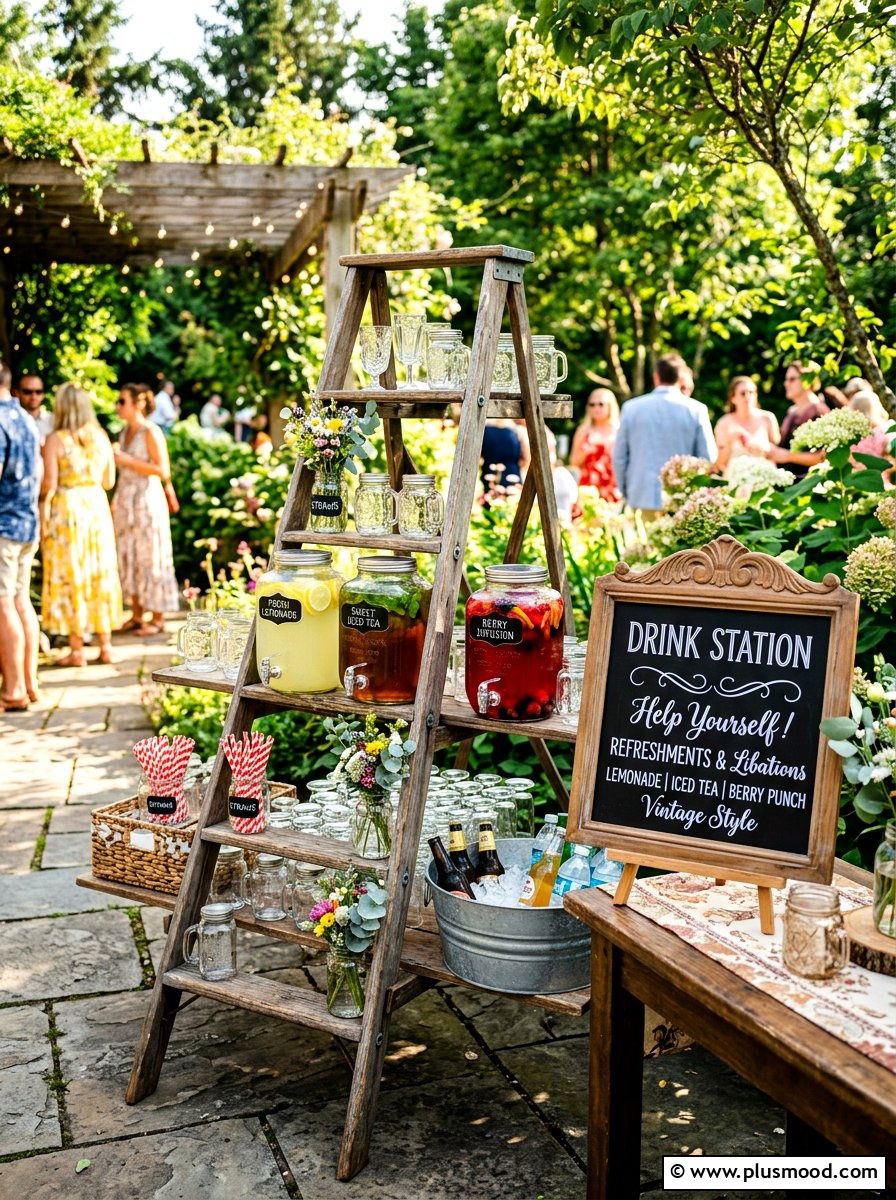Vintage Beverage Station - 25 summer outdoor buffet ideas