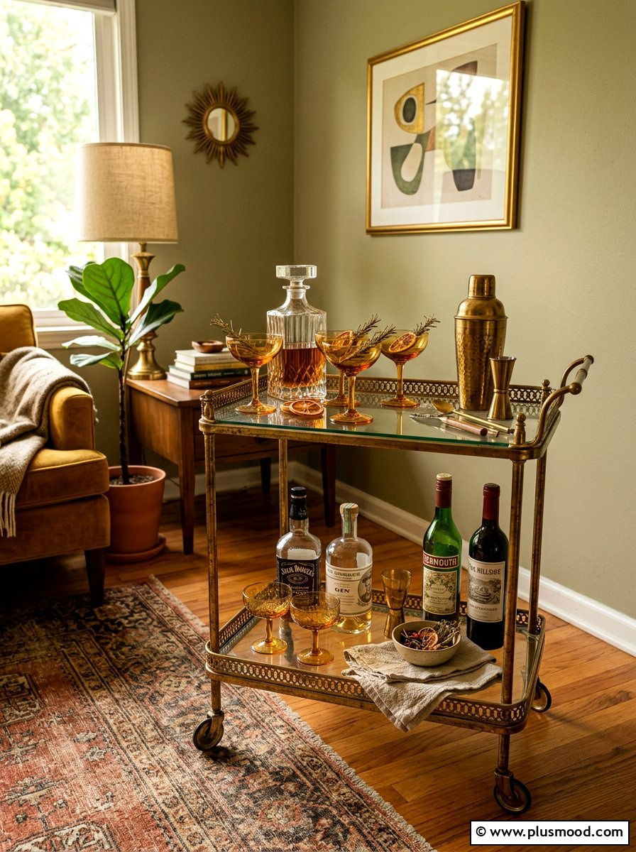 Vintage Brass Bar Cart - 25 summer bar cart styling ideas for summer